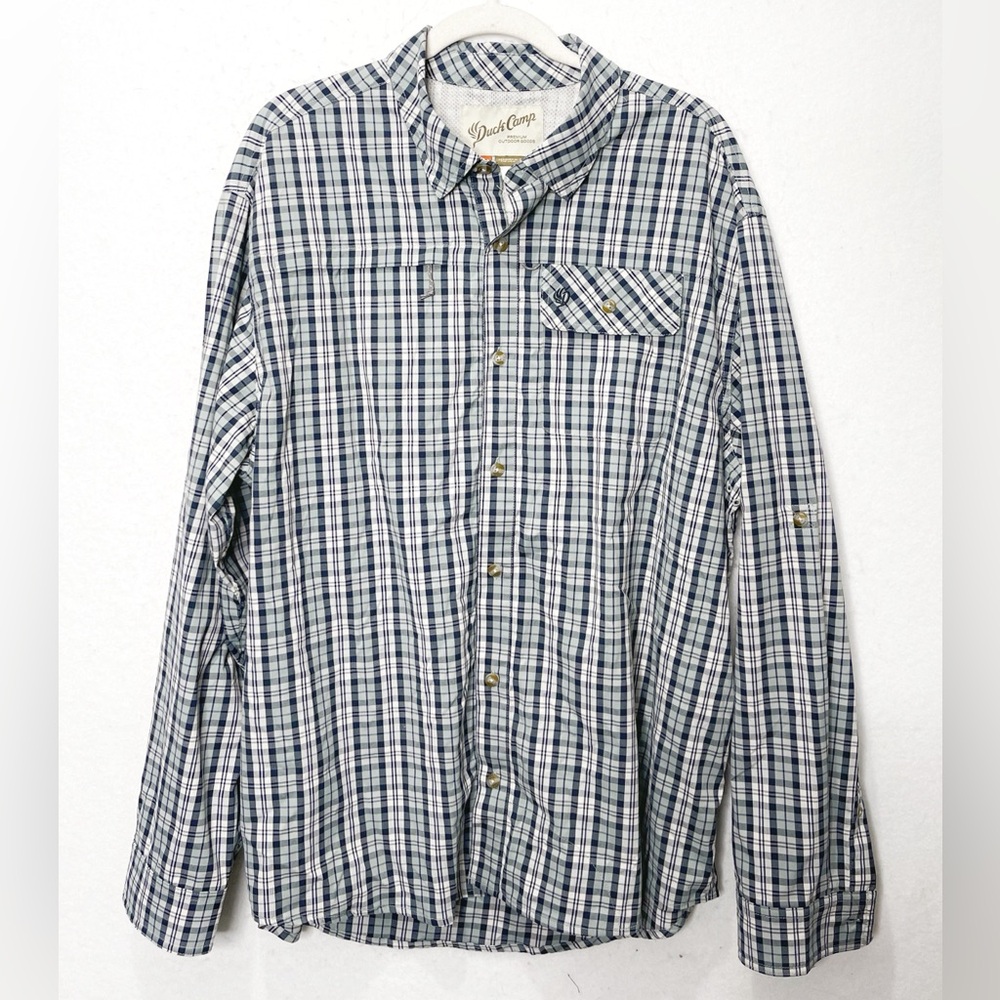 Duck Camp Lightweight Performance Hunting Shirt Plaid Vented Roll Tab Sleeve XXL